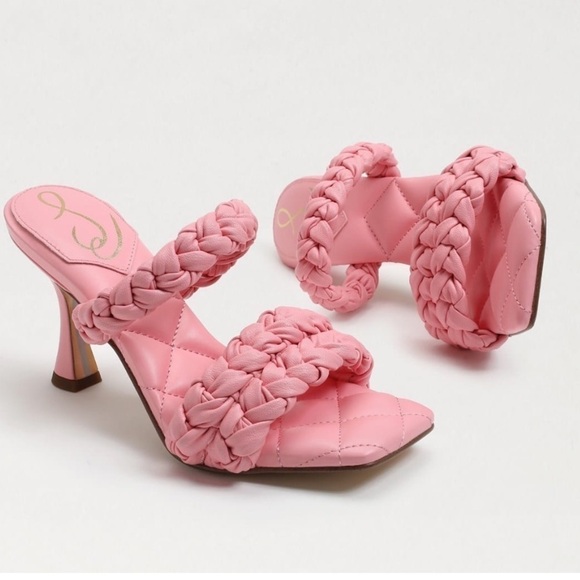 Sam Edelman Meghan braided mule slide on sandals heels pink Sz 8 1/2 new - Picture 5 of 12